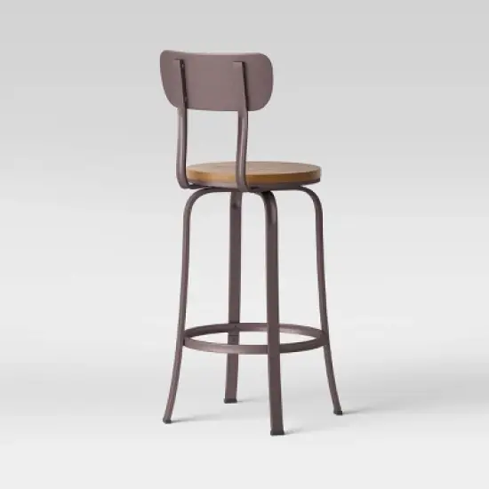 Dakota Swivel Wood Seat Barstool with Adjustable Legs Metal - Threshold&trade; image {3}