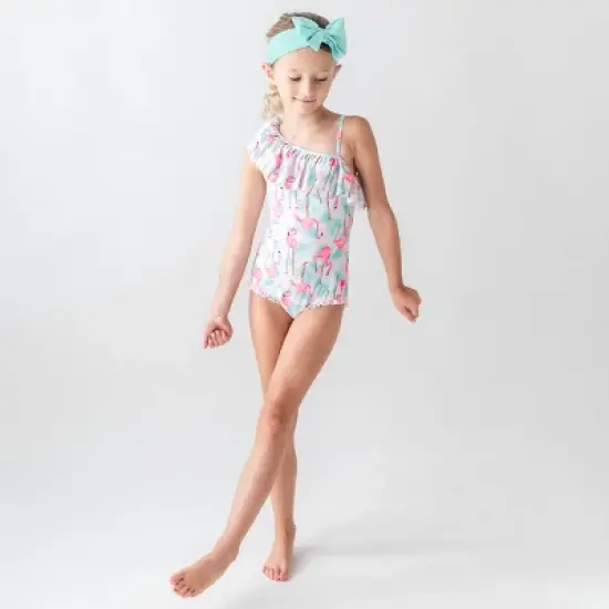 RuffleButts Girls One Shoulder Ruffle One Piece image {2}