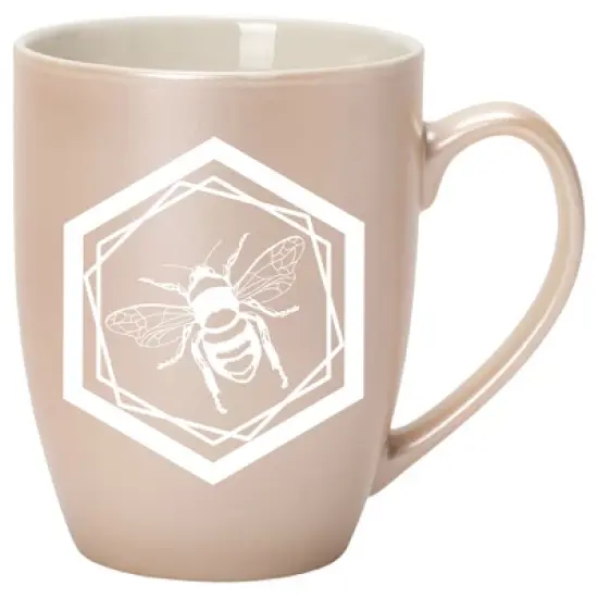 Elanze Designs Honeycomb Bee Precious Pearl 10 ounce New Bone China Coffee Cup Mug image {1}