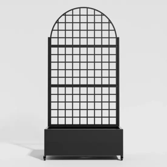 PexFix 71" x 35.4" Tall Wrought Iron Garden Arched Trellis with Planter Box Black Outdoor Plant Support for Climbing Flowers Vines Patio Yard Decor image {9}