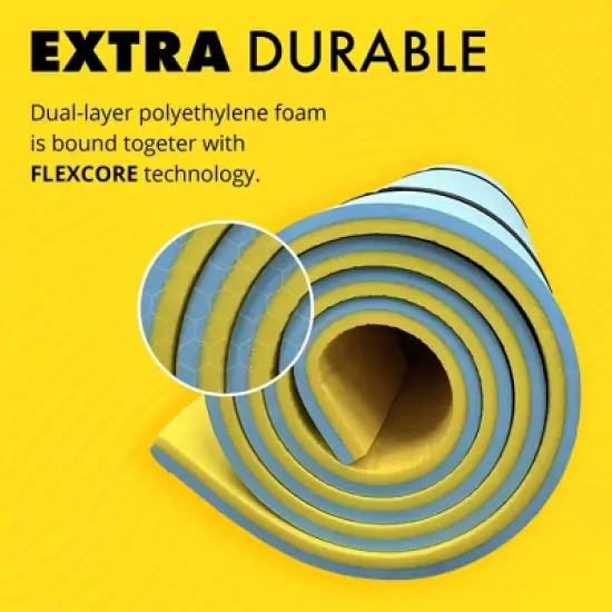 Lagoon Lounge 5 x 12 Foot Family Water Playground Island Floating Foam Lounge Mat with Storage Straps for Lake and Beaches, Yellow & Teal image {3}