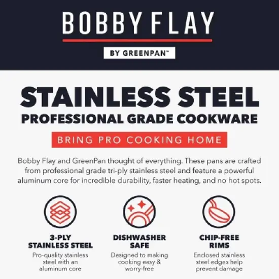 Bobby Flay 2pk (8" and 10") Stainless Steel Ceramic Nonstick Fry Pan Set image {9}