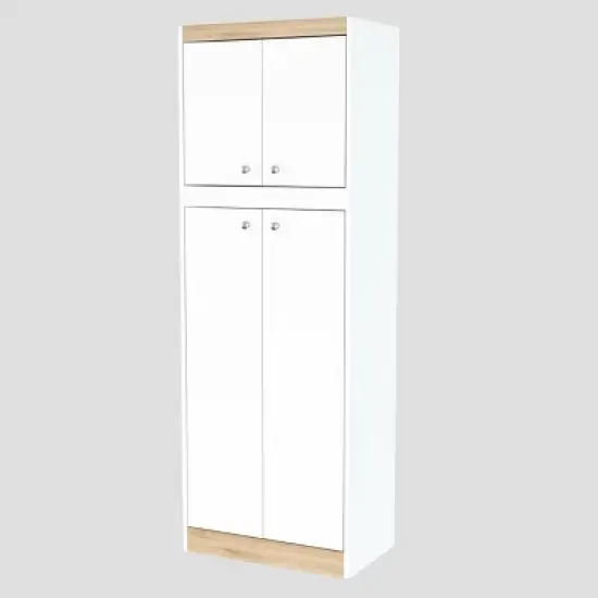 4 Doors Kitchen Storage Cabinet White/Oak - Inval image {7}
