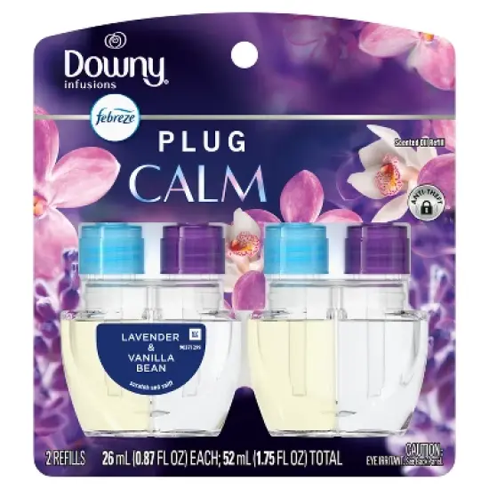 Febreze Downy Infusions Calm Plug Dual Air Freshener Refill - Lavender & Vanilla Bean - 1.75 fl oz/2pk image {8}