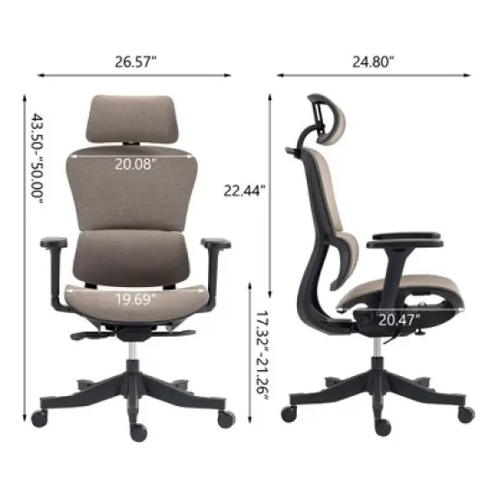Bosmiller Ergonomic Mesh Office Chair - 360&deg; Swivel, Adjustable Lumbar Support & 4D Armrests, Comfortable for Work/Gaming image {3}