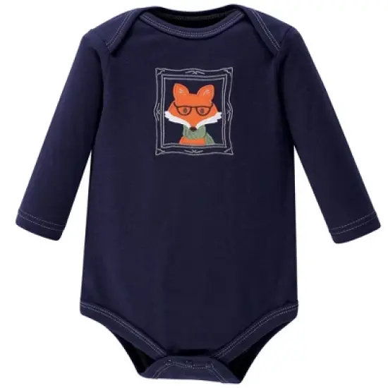 Hudson Baby Infant Boy Cotton Long-Sleeve Bodysuits 5pk, Mr Fox image {5}