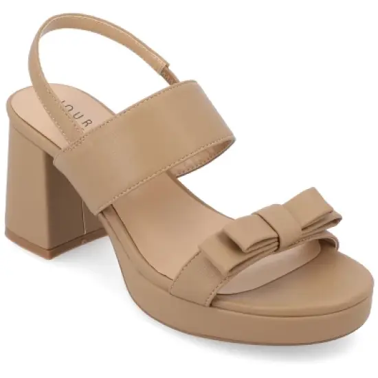 Journee Collection Womens Brookan Sling Back Covered Block Heel Platform Sandals image {12}