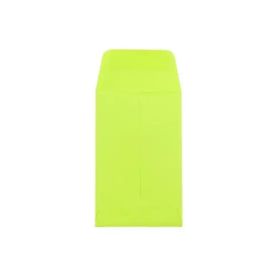 JAM Paper #1 Coin Business Colored Envelopes 2.25 x 3.5 Ultra Lime Green Bulk 1000/Carton image {1}