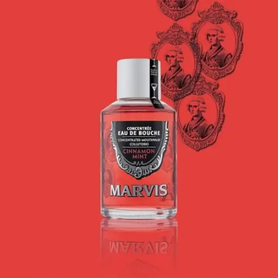 Marvis Concentrated Mouthwash Cinnamon Mint | Leaves a Cool Freshness Cinnamon Mint Flavour | Cleanses & Freshens the Entire Mouth (4.1 oz) image {1}