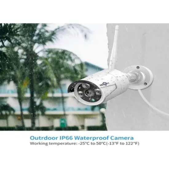 Hiseeu House and Commercial Security Camera Equipment Kit with 10 CH 2K, 10.1 in. LCD Monitor NVR, 4 Wireless Cameras, 3TB Hard Drive image {4}