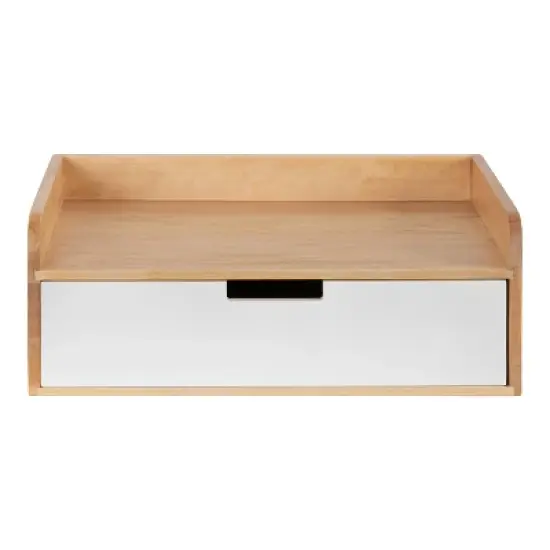 18" x 7" Kitt Floating Side Table Shelf White/Natural - Kate & Laurel All Things Decor image {2}