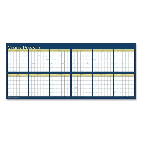 Recycled Reversible Yearly Wall Planner, 60 x 26, White/Blue/Yellow Sheets, 12-Month (Jan to Dec): 2026 image {2}