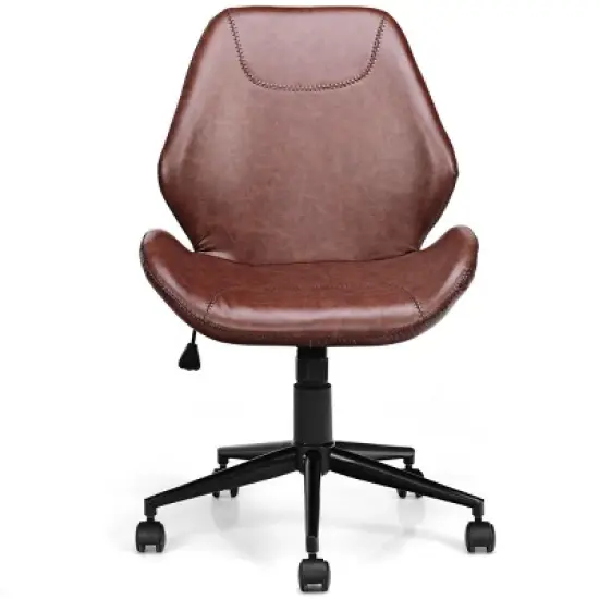 Office Home Leisure Chair Mid-Back Upholstered Swivel Height Adjustable Rolling image {4}