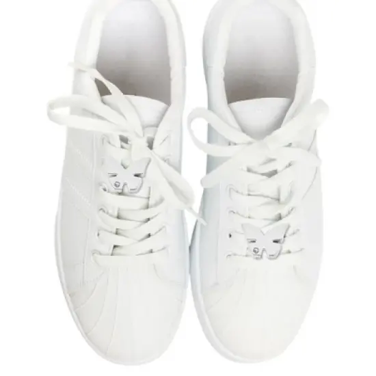 Unique Bargains Single Rhinestone Butterfly Shoelace Charms Silver Tone 1 Pair image {1}