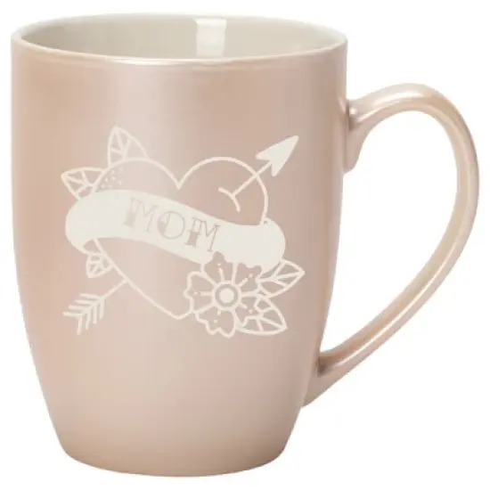 100 North Floral Heart 10 Ounce White and Precious Pearl Metallic Finish, Comfortably Fits Your Hands, New Bone China Coffee Tea Cup Mug, Mom image {1}