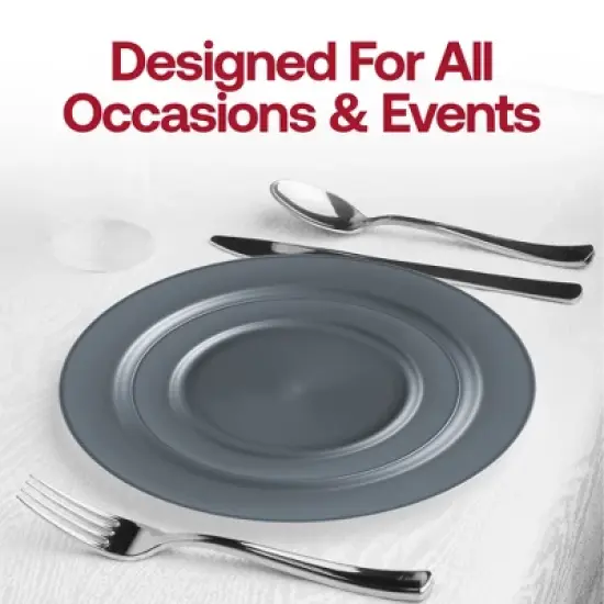 Smarty Had A Party 10" Charcoal Gray Plastic Dinner Plates - 120 pcs image {6}