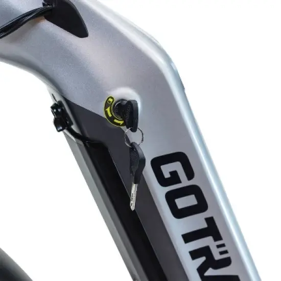 GOTRAX Adult Fat Tire 26" Step Through Electric Hybrid Bike - Silver image {5}