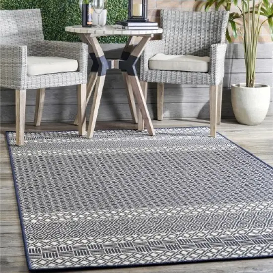 nuLOOM Tilly Striped Lattice Indoor/Outdoor Area Rug image {1}