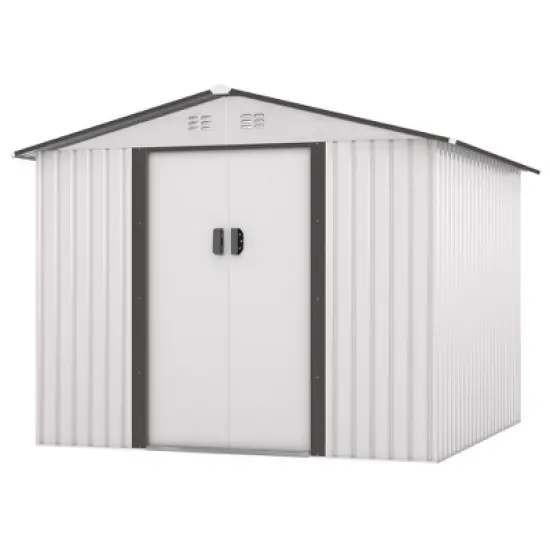 Sandinrayli 8.4 ft. W x 8.4 ft. D Outdoor Storage Metal Shed Garden Tool Steel Shed with Sliding Doors and Vents(70.56 sq. ft.) image {14}