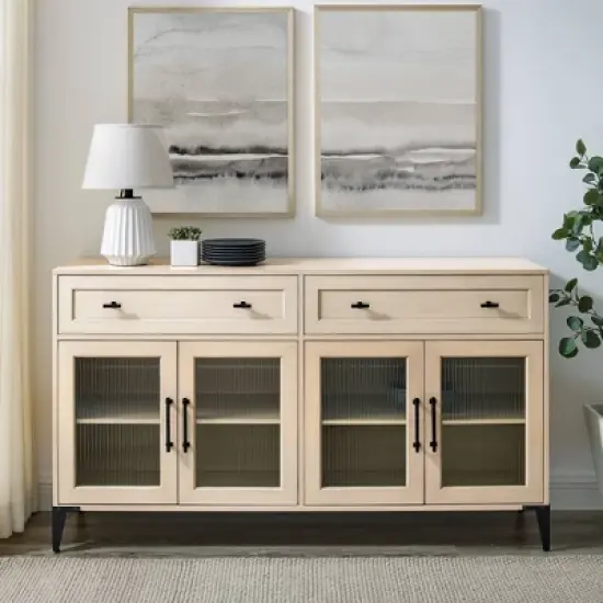 4 Door Reeded Glass Storage Sideboard - Saracina Home image {2}