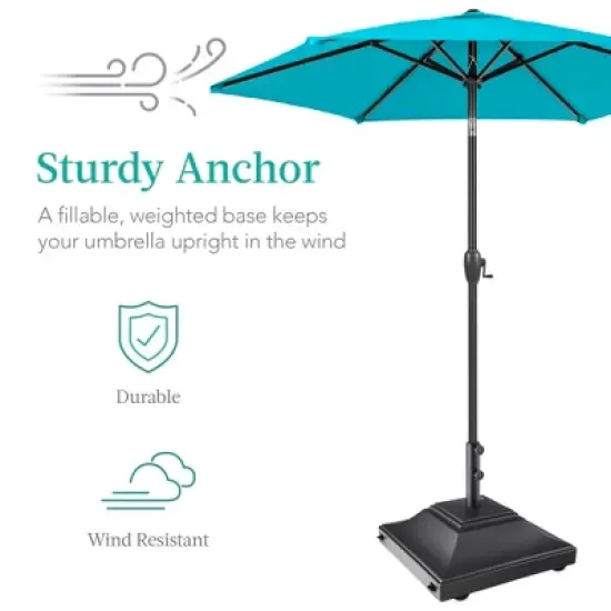 Best Choice Products Mobile Umbrella Base, Fillable Heavy-Duty Market Stand w/4 Wheels, 2 Locks, 120lb Capacity image {2}