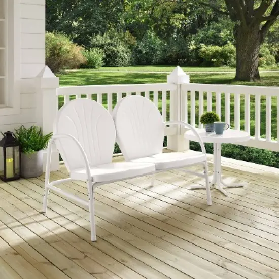 Griffith 2pc Outdoor Conversation Set - White - Crosley image {2}