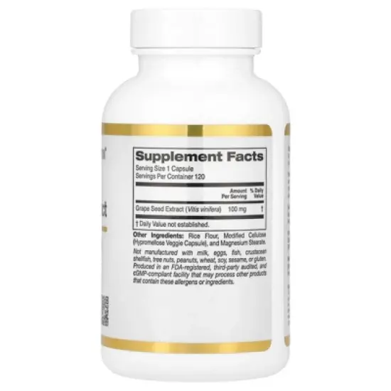 California Gold Nutrition French Grape Seed Extract, Vitaflavan&reg;, 100 mg, 120 Veggie Capsules image {1}