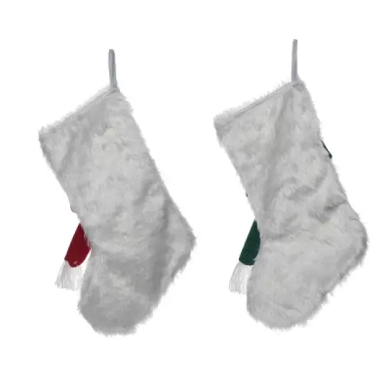 Transpac Plush Snowman Stocking Set of 2 Christmas Home Decorations Holiday Stockings Made of Soft Polyester image {1}