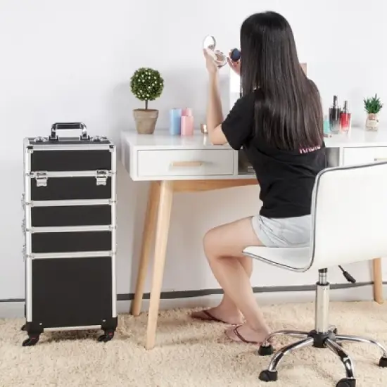 Yaheetech 4-In-1 Aluminum Rolling Cosmetic Makeup Train Cases image {1}