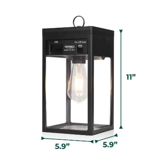 Techko Maid Solar Portable Edison Bulb Outdoor Lantern Matte Black image {10}