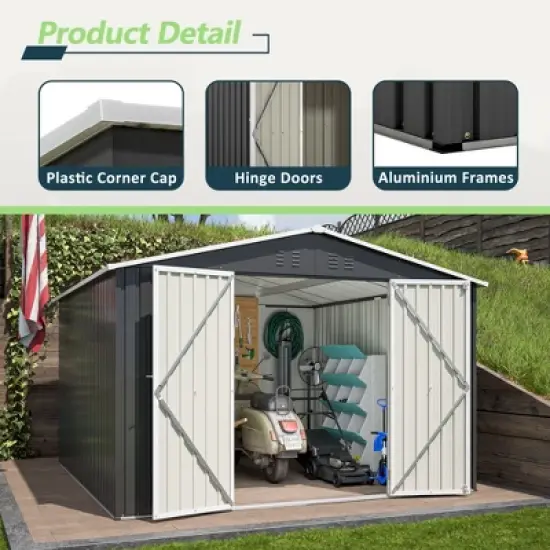 CAVINAS Outdoor Storage Shed Weatherproof Garden Shed with Sliding Door and Apex Roof image {4}