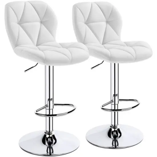 Yaheetech 2pcs Adjustable Modern PU Leather Swivel Bar Stools with Backrest image {9}