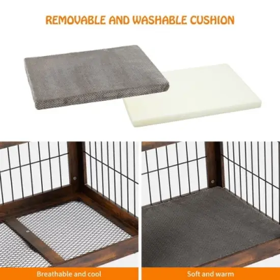 3-Doors Dog Crate Furniture, with 2 Drawers image {2}