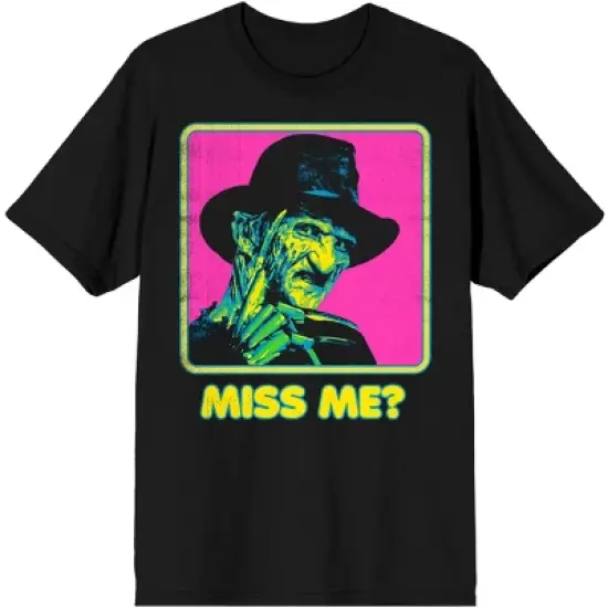 Nightmare On Elm Street Freddy Krueger Neon Miss Me Crew Neck Short Sleeve Women's Black T-shirt image {6}