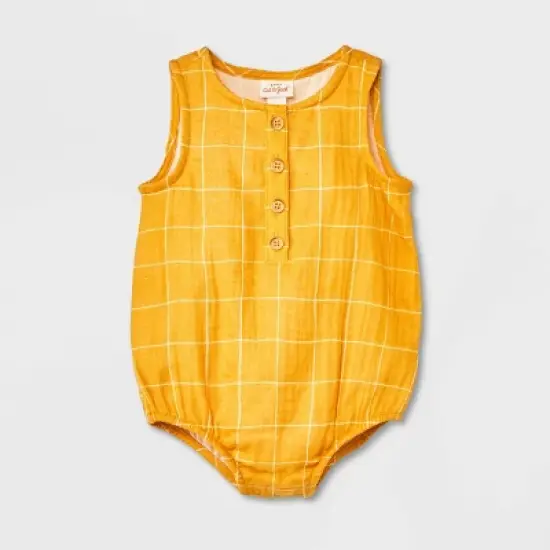 Baby Sun Gauze Tank Henley Romper - Cat & Jack&trade; Yellow image {4}