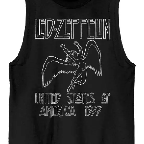 Led Zeppelin Icarus Outline Crew Neck Sleeveless Black Men's Tank Top image {1}