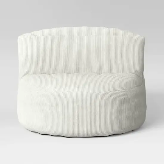 Memory Foam Filled Bean Bag Chair with Corduroy Cover Cream - Room Essentials&trade; image {2}