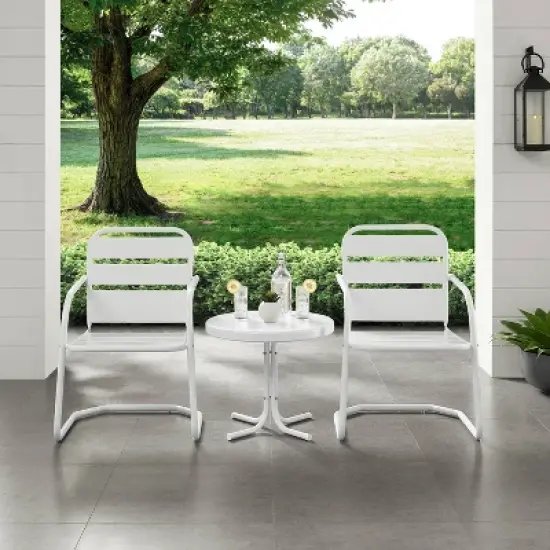 Brighton 3pc Metal Conversation Seating Set - White - Crosley image {4}