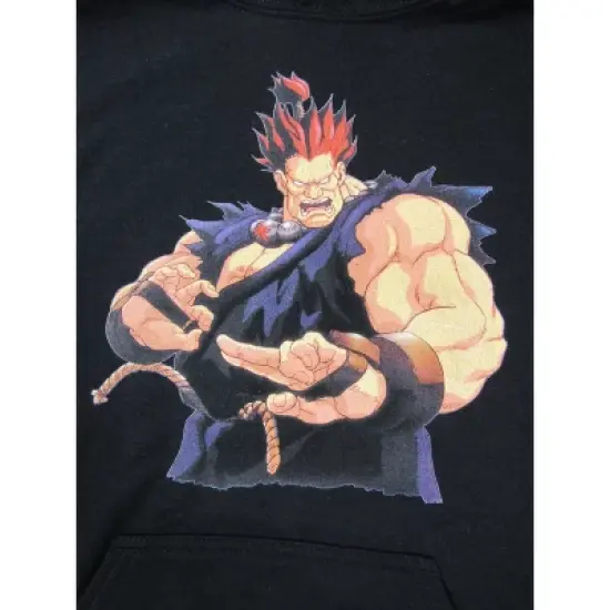 Street Fighter Akuma Character Mens Black Graphic Hoodie image {1}