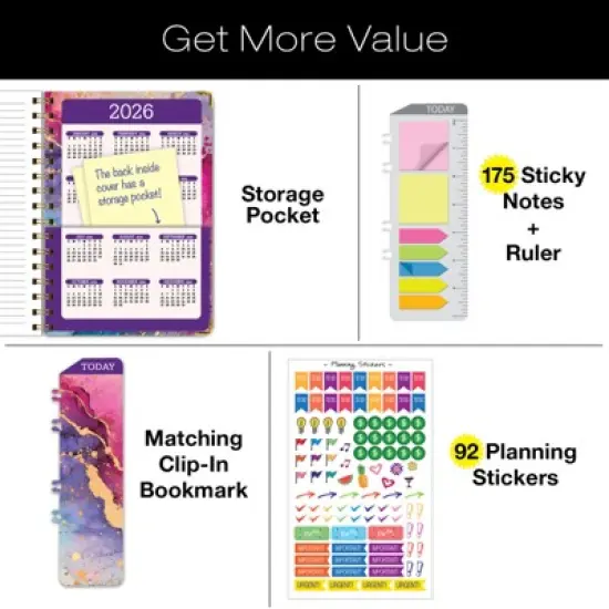 Global Printed Products Hardcover AY 2025-2026 Fashion Planner - 5.5"x8" (Rainbow Gold Marble) image {4}