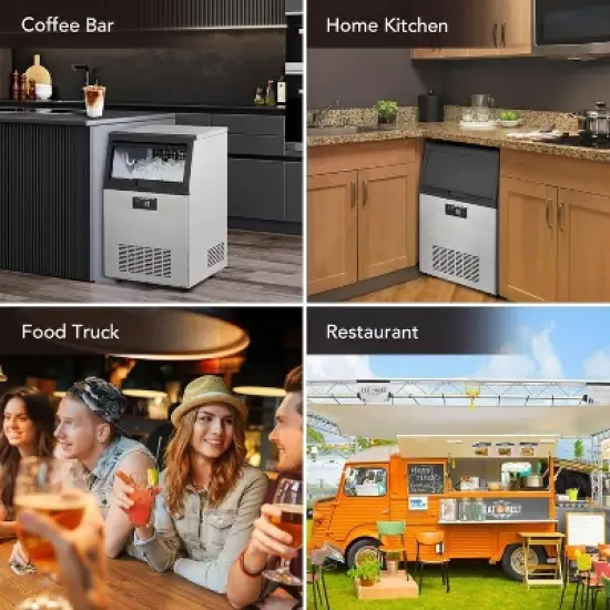 Acekool Commercial Ice Maker Machine, 80Lbs/24H Countertop Ice Maker with 30Lbs Storage Bin, 32 Cubes per Cycle, Freestanding for Home & Bar image {5}