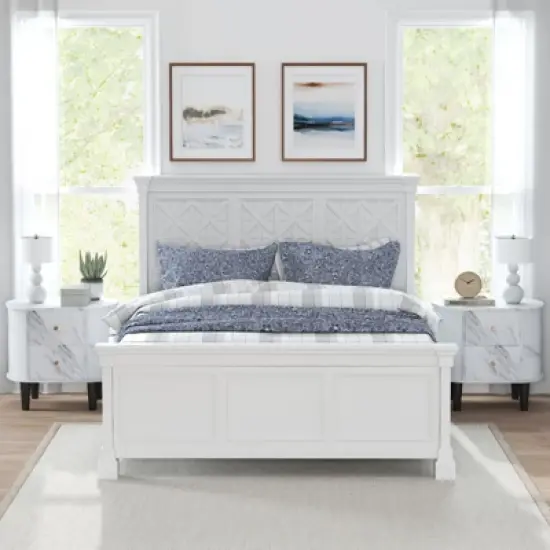 Tangkula 2PCS Nightstand w/ 2 Drawers Faux Marble Bedside Table for Small Space image {4}