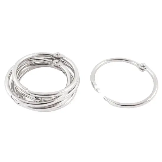 Unique Bargains Book Office Metal Loose Leaf Binder Hinge Snap Ring Keyring 6 Pcs image {5}