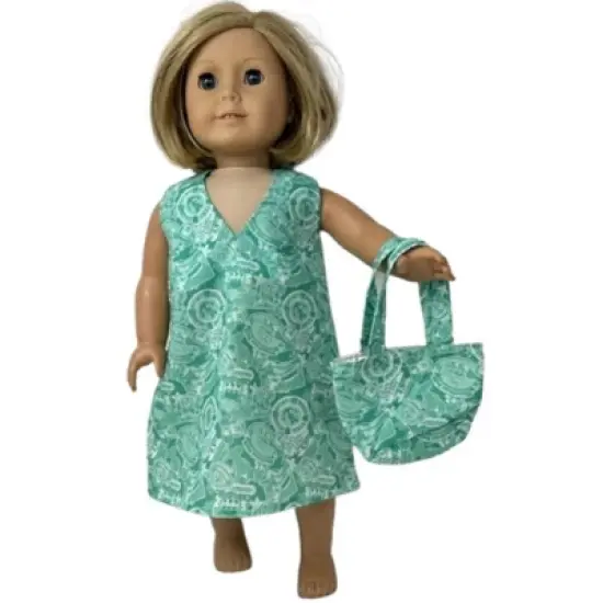 Size 5 Matching Girl And Doll Nautical Mickey Print Beach Dress With Purse image {1}