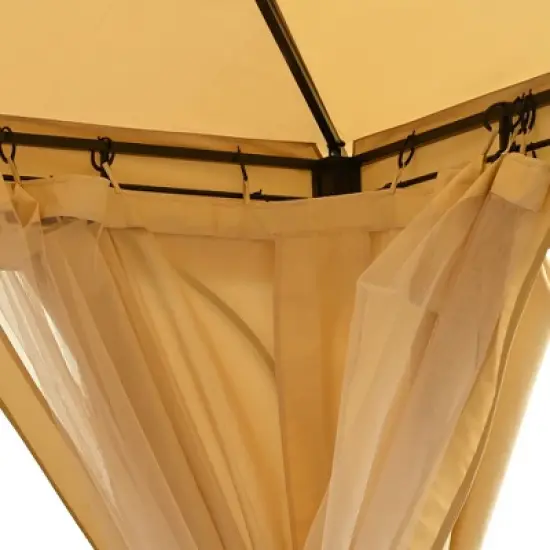 10'x12'/10'x10' Outdoor Gazebo, Patio Double Roofs Canopy Tent with Mosquito Netting and Privacy Screens for Garden, Lawn -ModernLuxe image {12}