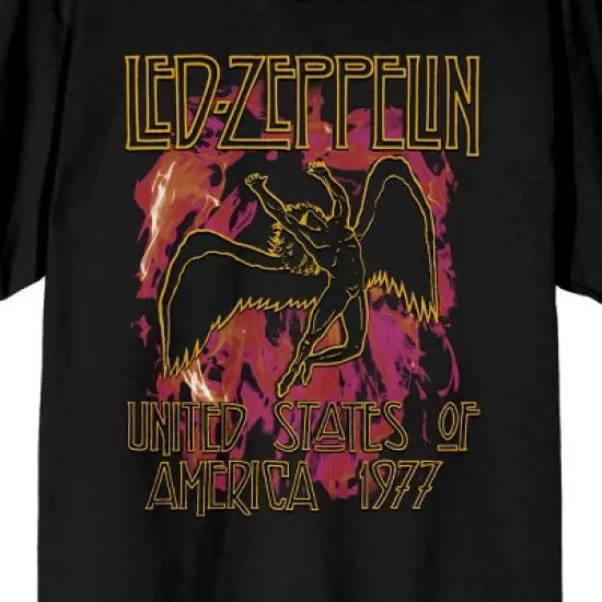 Led Zeppelin USA 1977 Crew Neck Short Sleeve Men's Black T-shirt image {1}