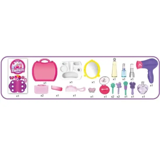 Link Worldwide Deluxe 21pc Princess Cosmetic Toy Beauty Dressup Playset Pretend Play Toy set - Pink image {2}