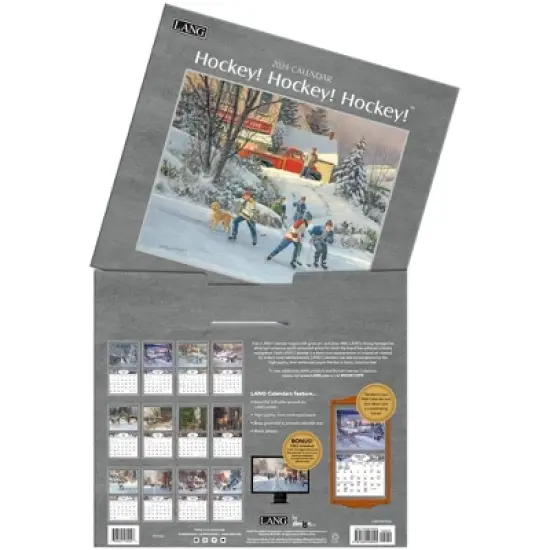 Lang 2024 Wall Calendar 24"x12" Hockey Hockey Hockey image {3}