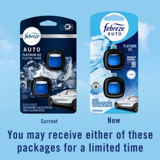 Febreze Car Auto Platinum Ice: Adjustable Scented Vent Clip Freshener, Phthalate-Free, Disposable, 40-Day Duration image {8}