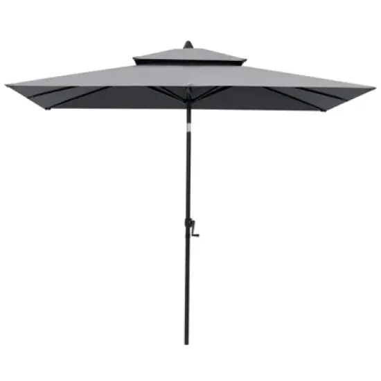 Crestlive Products 9 x 5 FT Double Top Patio Outdoor Umbrella Rectangular Tilting Parasol Waterproof image {12}